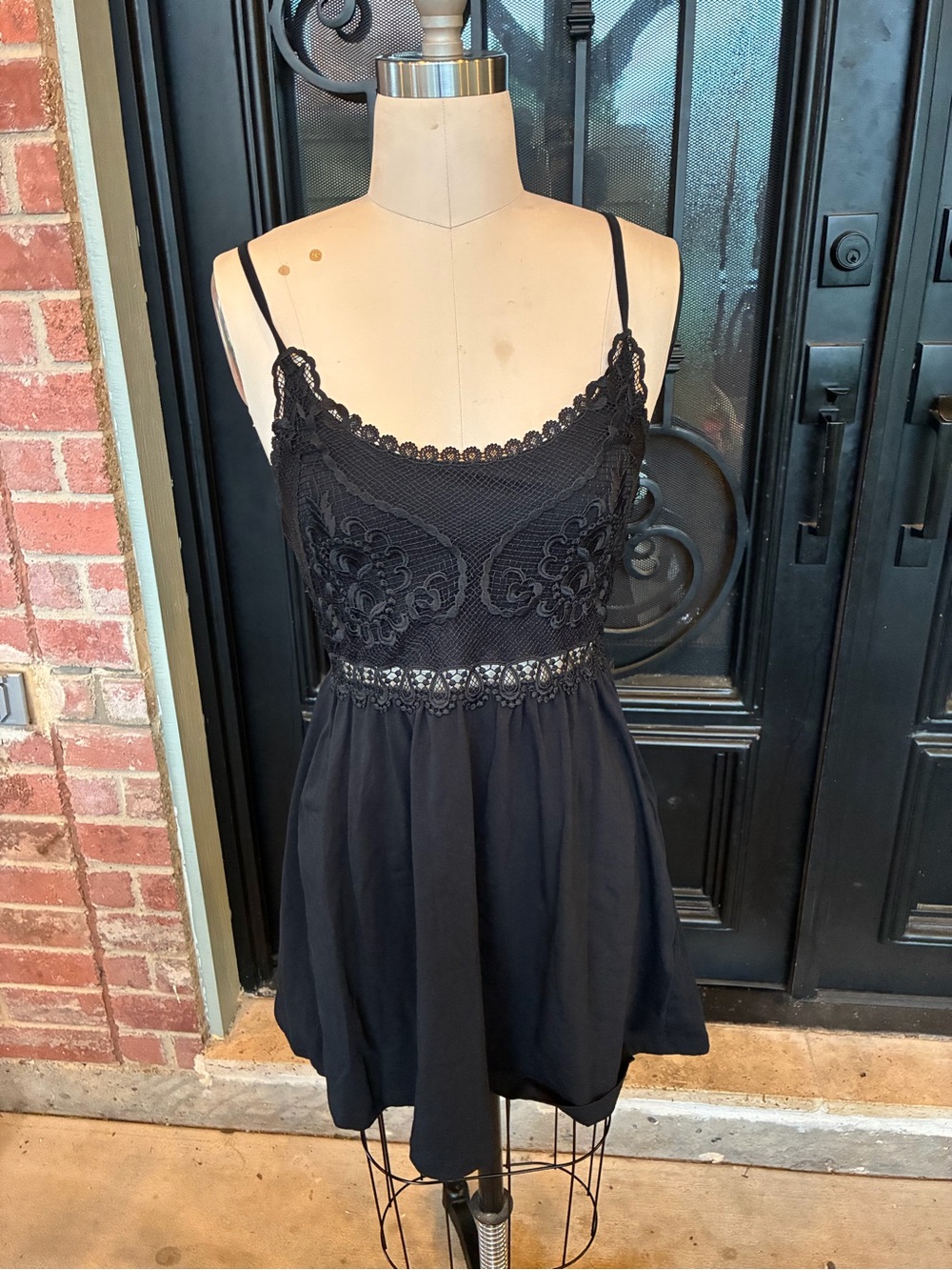 Topshop Black Lace-Trim Slip Dress